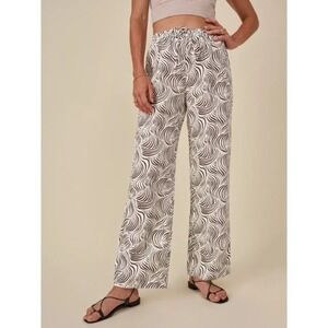 REFORMATION Olina Straight Leg 100% Linen Pants Optical Brown Women Size XL NWOT